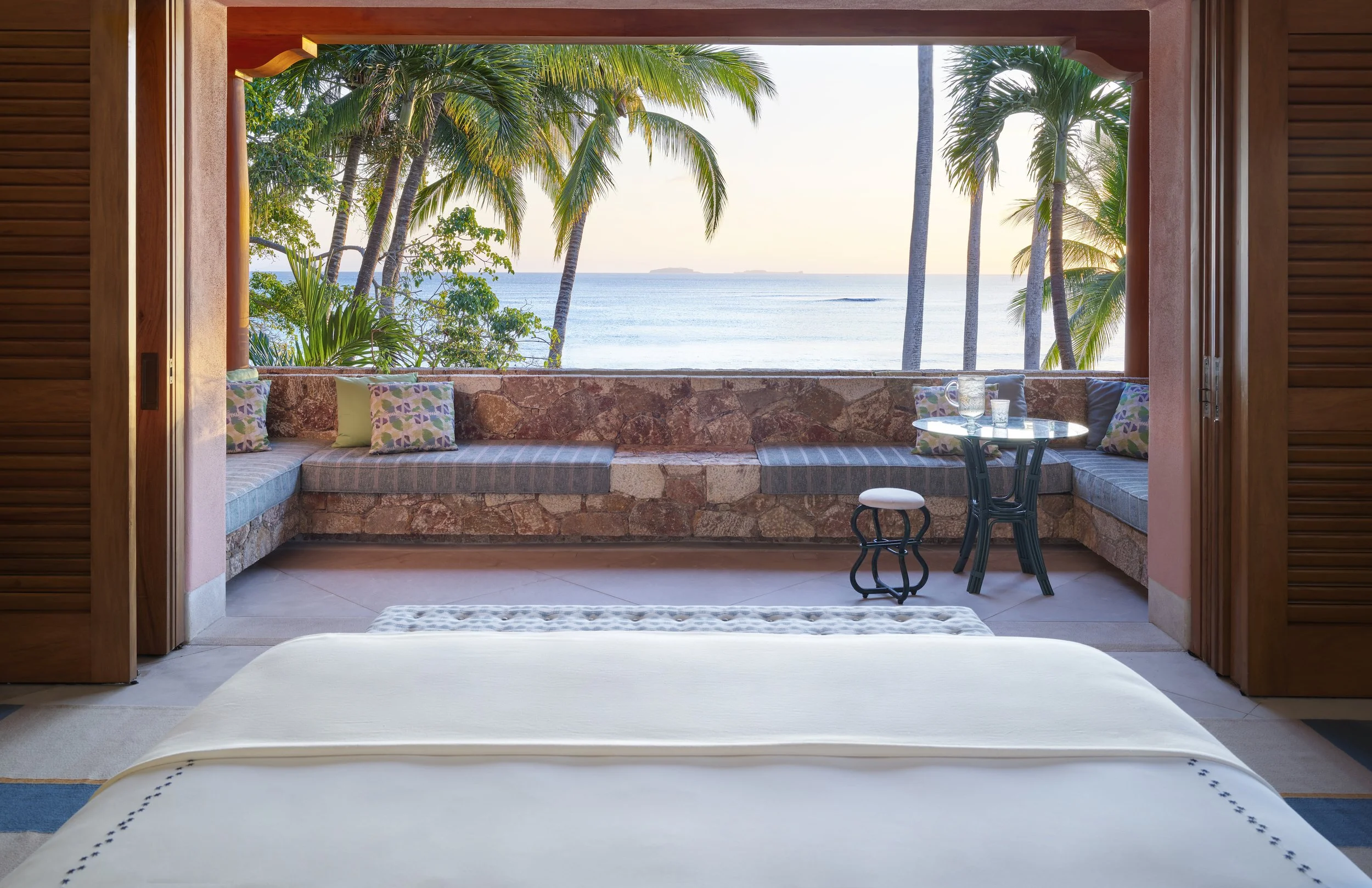 Evening courtyard at the Private Estate — Ranchos Estates, Punta Mita